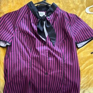 Unique Vintage Black and Pink Casual Button Down Shirt